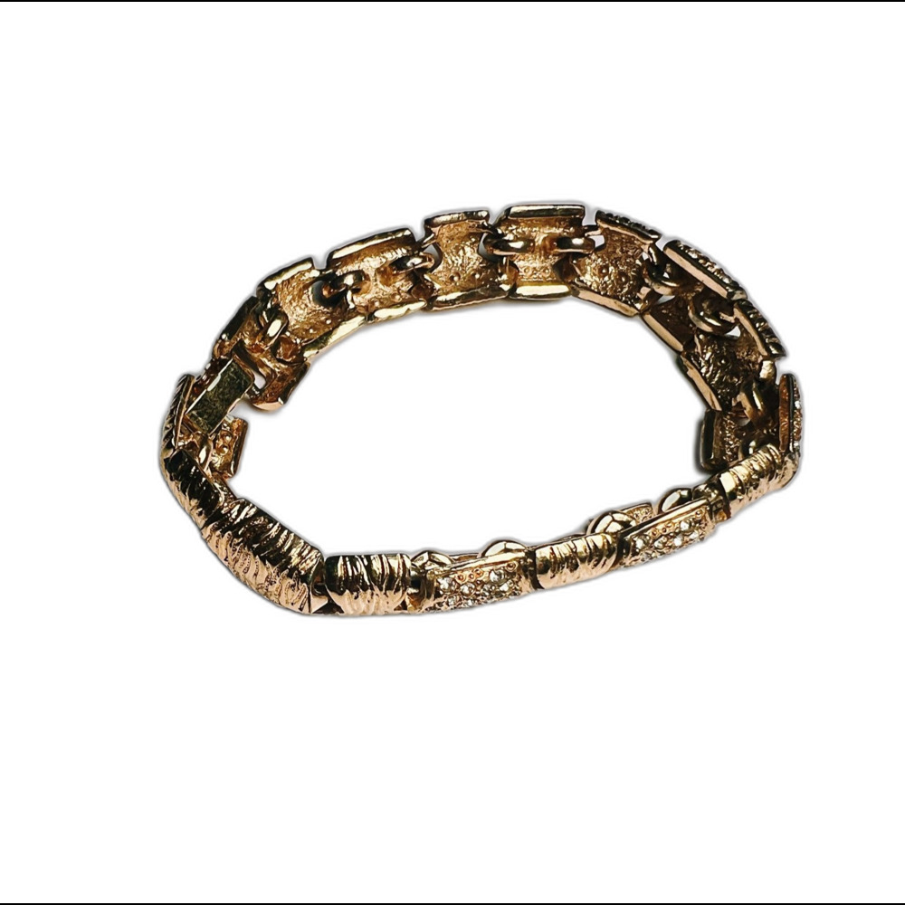Vintage Link Bracelet Gold 80's Mob Wife Glam Party Girl Gemstone